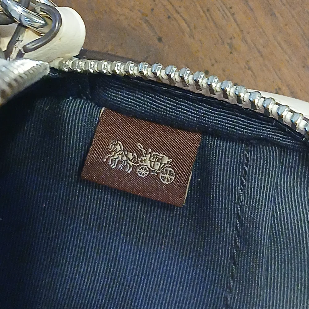 Coach Blue and Cream Checkered Women's Camera Bag Like New - Picture 6 of 14